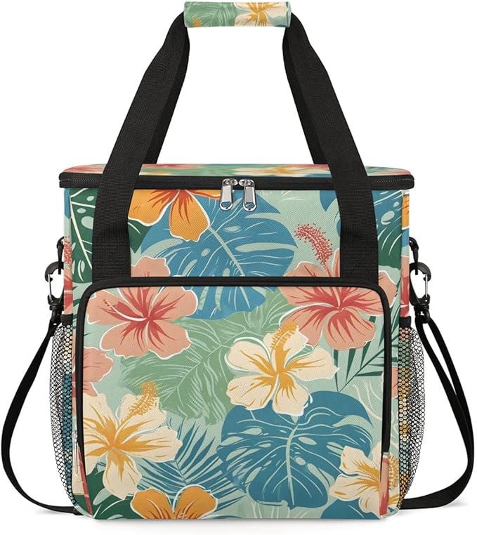 Coffee Maker Carrying Bag Palm Leaf Flower Single Cup Coffee Maker Travel Bag Compatible with Keurig K-Mini or K-Mini Plus Portable Storage Bag with Shoulder StrapAZ-210