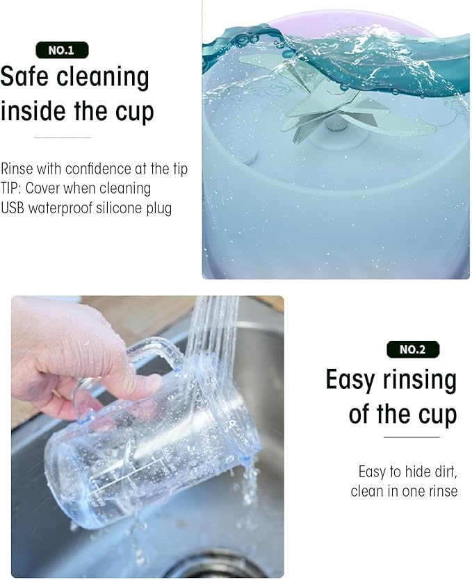 Portable Juicer Multifunctional Blender Efficient Rechargeable Handheld Compact Mobile Single Juicing Cup with 10 Blades for Smoothies Sauces Juices Puree (Purple)