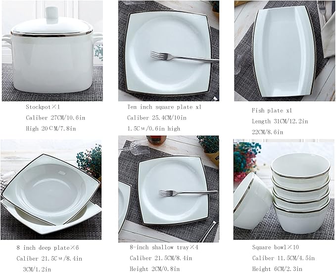 Dinnerware Sets Dish Set60-Piece Tableware SetBowls and Plates for Household European Style Luxury Kitchen Plates and Bowls Set