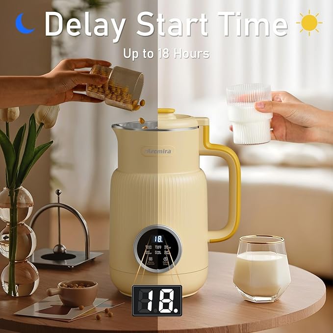 𝟲 𝗶𝗻 𝟭 Nut Milk Maker 20 oz(600ml) Homemade Almond Oat Soy Coconut Plant Based and Non Dairy Beverages Milk Blender Machine with Delay Start Keep Warm Boil Water Self Cleaning