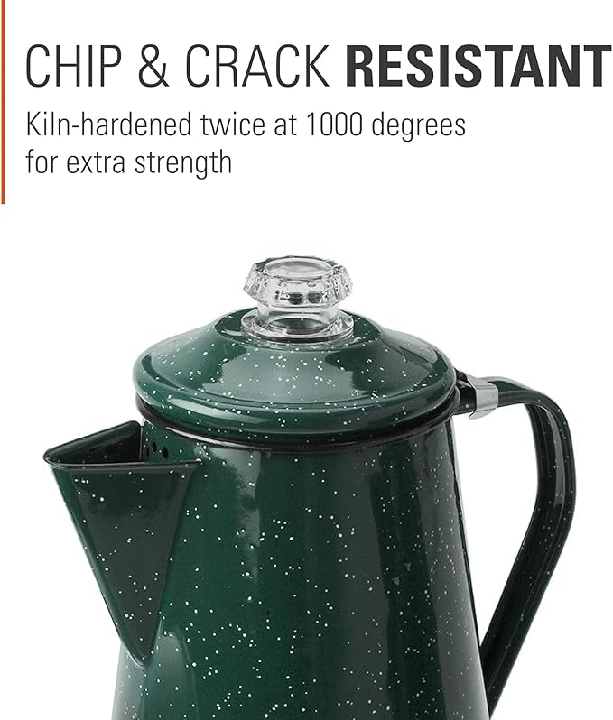 GSI Outdoors Percolator Coffee Pot | Enamelware Campfire Coffee Boiler Kettle for Outdoor Camping Cookware Cabin RV Kitchen Hunting &amp Backpacking