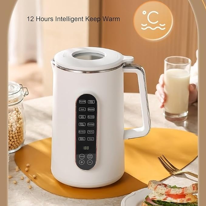 Asixxsix Nut Milk Maker Multifunctional Smart Touch Control Soy Milk Maker Machine with 10 Blades 1.2L Hot Drink 1.5L Cold Drink Wall Breaking Machine for Homemade Almond Oat Soy (US