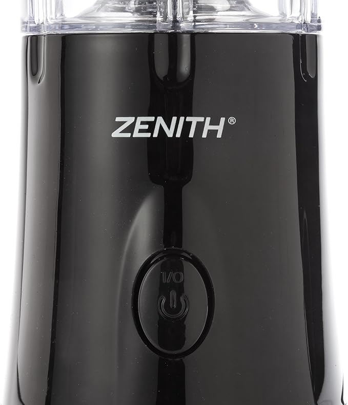 Zenith Portable Blender for Shakes and Smoothies with 14 Oz BPA Free Travel Cup and Lid Durable Stainless Steel Blades for Powerful Blending Performance Black (77406)