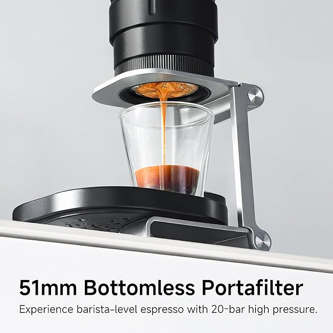 HIBREW H4C Ultra - Portable Electric Espresso Maker 51mm Bottomless Professional Coffee Maker USB-C Rechargeable for Ground Coffee Compact for Home and Travel with Foldable Holder &amp Carrying C