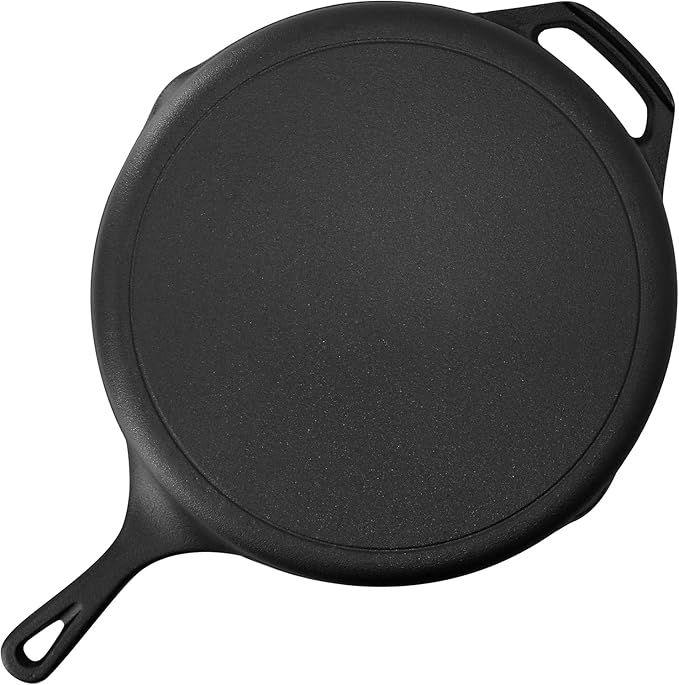 13-Piece Cast Iron Skillet Set with Glass Lids – Pre-Seasoned Cookware with Silicone Handle Holders &amp Scrapers for Stove Oven Grill &amp Campfire