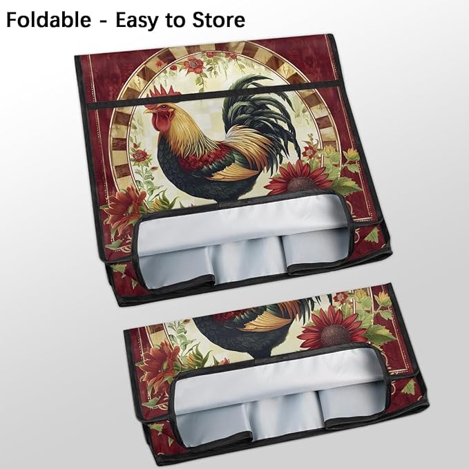 Kitchen Aid Mixer Cover Rooster Chicken Flower Vintage Stand Mixer Cover Compatible with 6-8 Quarts Stand Mixers Dust Covers with Zipper Pocket Foldable Washable Kitchen Aid Organizer Bag