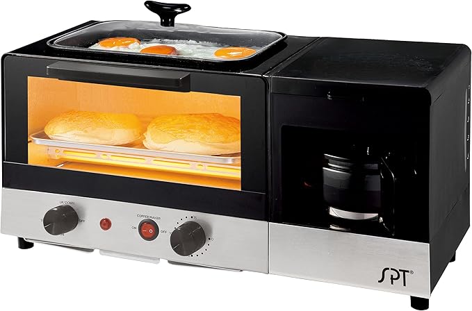 SPT BM-1120BA: 3-in-1 Breakfast Maker in Stainless Steel &amp Black18.5W x 8.75D x 11.25H inches
