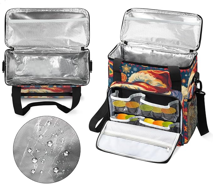 Abstract Santa Claus Coffee Maker Carrying Bag Fantastic Santa Claus Travel Storage Bag Compatible with K-Mini or K-Mini Plus Single Serve Coffee Brewer Carrying Case with Pockets &amp Shoulder Str