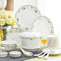 Ceramics Dinnerware Set with 50-PieceBowl/Soup Pot/Dish/Spoon|Dinner SetsGolden Rim Pattern Porcelain Combination Set