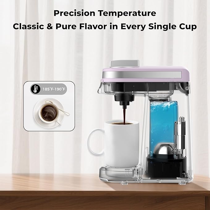 CHULUX Mini Coffee Maker for K Capsule Single Serve Coffee Maker for One Cup Americano Lightweight Pod Coffee Machine Lavender