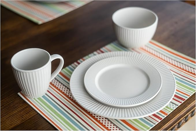 BIA Cordon Bleu Stoneware Sunray 12-Piece Dinnerware Set Cream