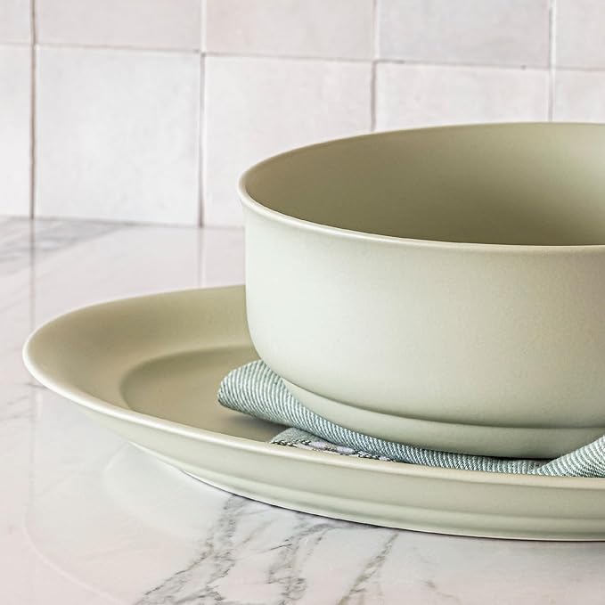 over&ampback Rim Stoneware Serving Platter - Elegant 1-Piece Oval Serving Platter to Complete Your Kitchen Set - 16 L x 10.8 W Semi-Matte Sage