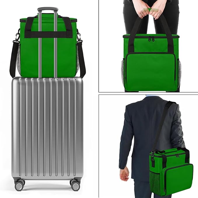 Green Coffee Maker Carrying Bag Waterproof Insulated Leakproof Cooler Bag Portable Storage Tote Bag Organizer With Shoulder Strap