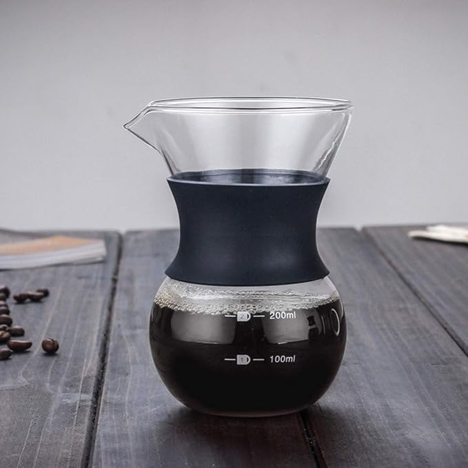 Liudan Coffee Maker Coffee Sharing Pot Household Instructions Coffee Pot Set Heat Resistant Glass Coffee Pot with Scale Coffee Filter Anti-Branding Pot 200 ml / 400 ml Coffee Press (Size : Small)