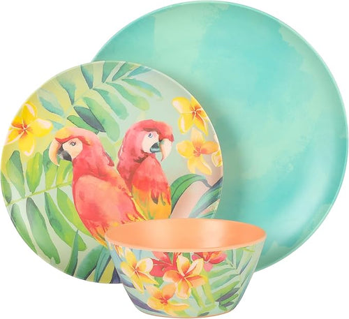12 Piece Dinnerware Set in Assorted Designs Multi Color Floral Casual Round Dishwasher Safe