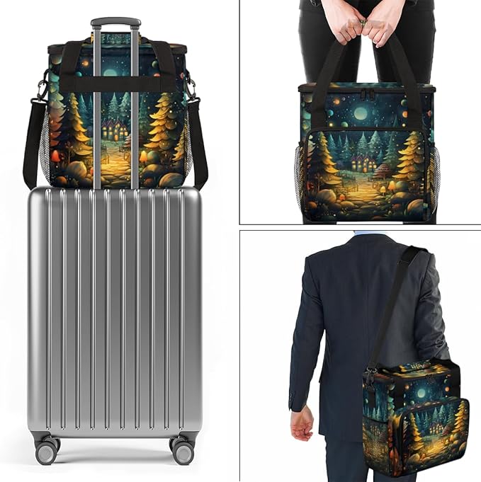 Lovely Tree Coffee Maker Carrying Bag Xmas Tree Portable Travel Storage Tote Bag Compatible with K-Mini or K-Mini Plus Single Serve Coffee Brewer Carrying Case with Multiple Pockets &amp Shoulder S