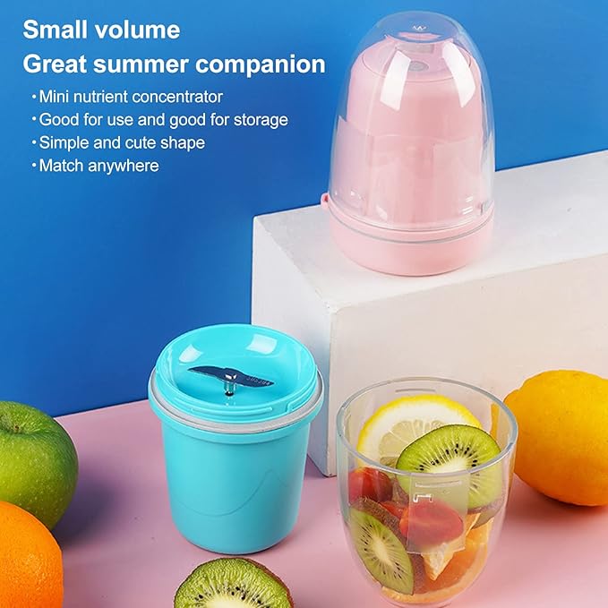 Asixxsix Portable Juicer Cup 260ml Multifunctional Rechargeable Small Cordless Blender with 4 Blades for Shakes and Smoothies Handheld Fruit Mixing Machine for Home Office