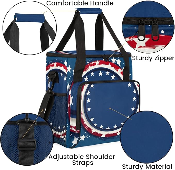 Shining Stars 4th of July Coffee Maker Carrying Bag Travel Storage Bag Compatible with K-Mini or K-Mini Plus Single Serve Coffee Brewer Carrying Case with Multiple Pockets &amp Shoulder Strap