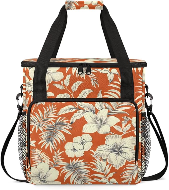 Delicate Flower Coffee Maker Carrying Bag Portable Travel Storage Tote Bag Compatible with K-Mini or K-Mini Plus Single Serve Coffee Brewer Carrying Case with Multiple Pockets &amp Shoulder Strap