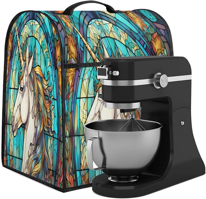 cfpolar Kitchen Aid Mixer Cover Compatible with 6-8 Quarts Animal Horse Glass Painting Stand Mixer Cover Kitchen Aid Mixers Accessories Appliance Organizer Bag Dust Covers with Zipper Pocket