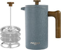 POLIVIAR French Press Coffee Maker 34 Ounce Coffee Press with Real Wood Handle Double Wall Insulation &amp Dual-Filter Screen Food Grade Stainless Steel for Good Coffee and Tea JX2023-FPLU