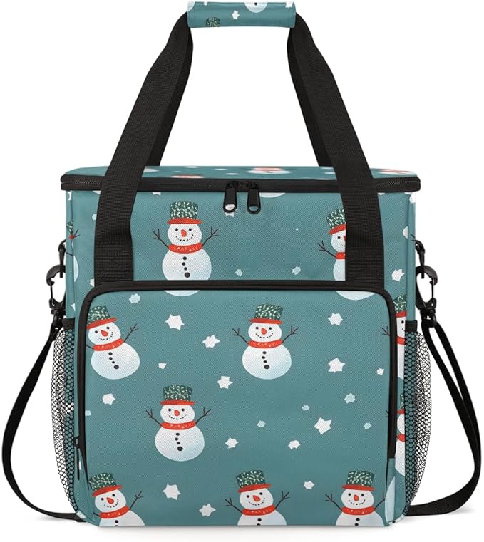 Christmas Snowman Coffee Maker Carrying Bag Mystical Snowman Travel Storage Bag Compatible with K-Mini or K-Mini Plus Single Serve Coffee Brewer Carrying Case with Multiple Pockets &amp Shoulder St