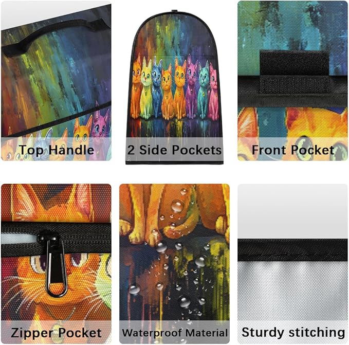 Kitchen Aid Mixer Cover Cat Color Oil Painting Stand Mixer Cover Compatible with 6-8 Quarts Stand Mixers Dust Covers with Zipper Pocket Foldable Washable Kitchen Aid Organizer Bag