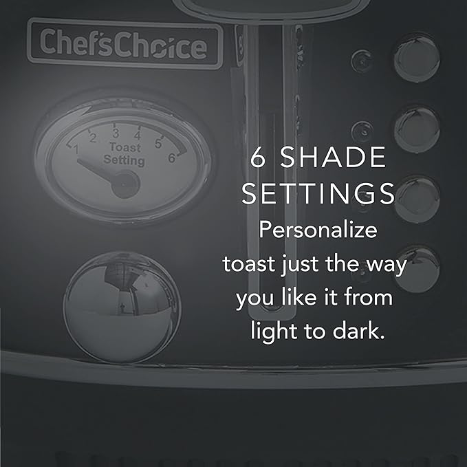 Chef'sChoice Toaster 2 Slice Gourmezza Stainless Steel with 5 Functions and 6 Shade Settings 900-Watts Black