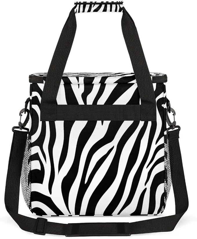 Zebra Striped Coffee Maker Carrying Bag Compatible with K-Mini or K-Mini Plus Portable Single Cup Coffee Maker Case with Pockets for K Cup Pods