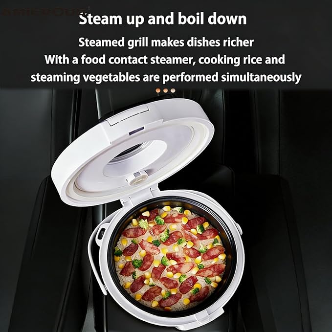 12V/24V Rice Cooker 3L Multifunctional Portable Rice Stove for Car/Truck with Steam Tray Heating and Keep Warm Function Dark Blue(30AC)