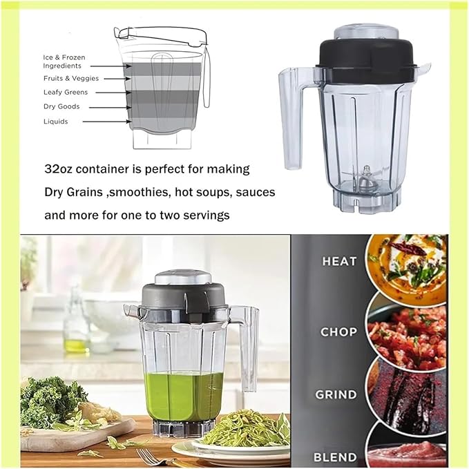 Compatible For Blender 32oz Dry Grinding Cup Suitable For 5200 Containers 750 5000 6300 7500 Mixing With Knife