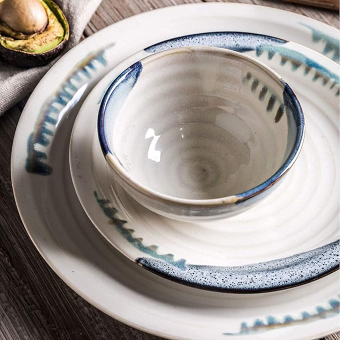 Dinnerware Sets - Luxury Dishes Service Set Ceramics Dinner Sets 28 Pieces Dinnerware Combination Set | Porcelain Steak Plates And Cereals Bowls Sets