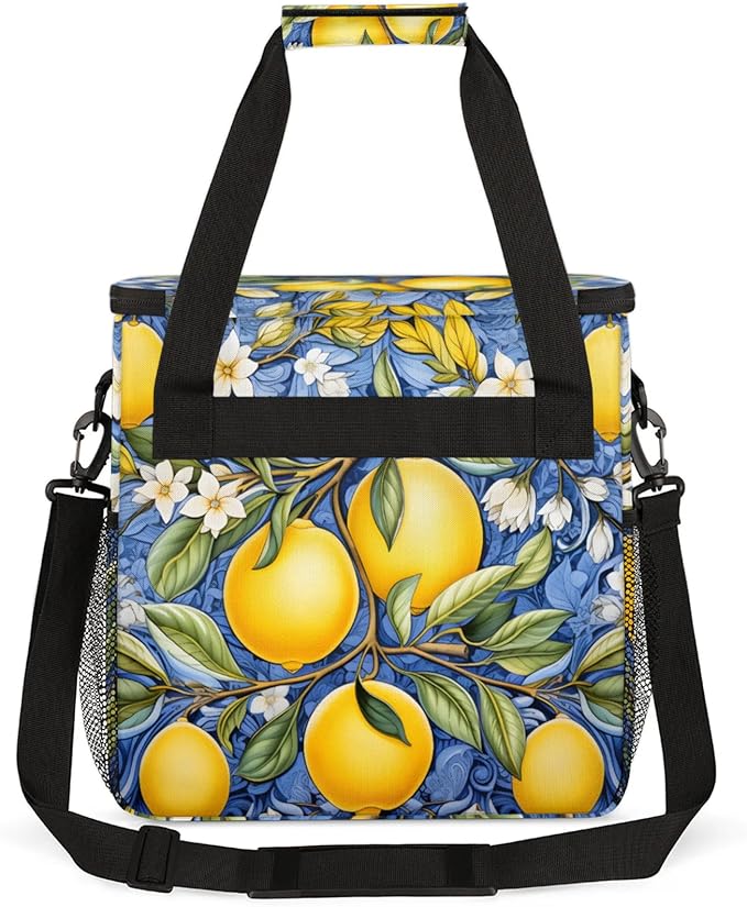 Lemons Coffee Maker Travel Bag for Keurig K-Mini/K-Mini Plus Insulated Waterproof Tote with Pockets for K-Cup Portable Single-Serve Brewer Case
