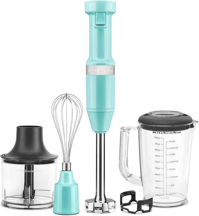 KitchenAid Variable Speed Corded Hand Blender with Accessories Aqua Sky KHBV83AQ