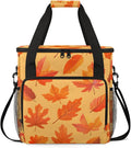 Autumn Leaves Theme Coffee Maker Travel Bag for Keurig K-Mini/K-Mini Plus Insulated Waterproof Tote with Pockets for K-Cup Portable Single-Serve Brewer Case