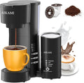 Single Serve Coffee Maker for K Cup &amp Ground Coffee with Milk Frother 6 to 14 Oz Brew Sizes Auto-Off Coffee Machine with Water Reservoir