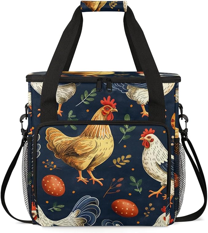 Chicken Egg Leaf Coffee Maker Travel Bag for Keurig K-Mini/K-Mini Plus Insulated Waterproof Tote with Pockets for K-Cup Portable Single-Serve Brewer Case