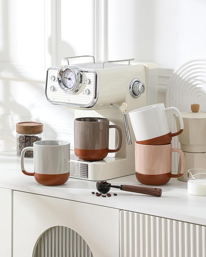 MALACASA Ceramic Coffee Mugs Set of 4 16oz Coffee Cups Modern Farmhouse Mugs for Coffee Latte Tea Hot Chocolate Cappuccino Milk Microwave &amp Dishwasher Safe Multicolor Series TARA