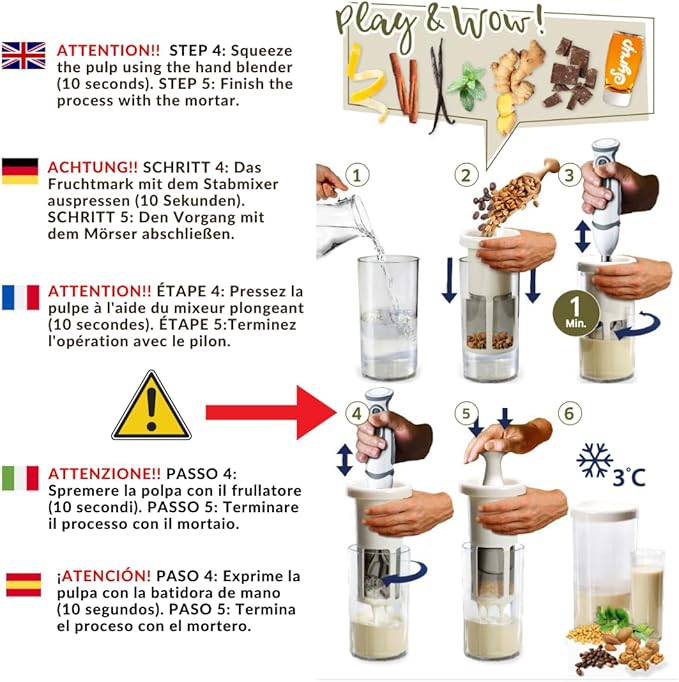 Vegan Milker Soul. Kitchen Tool to make plant milks from any nut grain or seed. Wooden mortar. Milk Maker with Free Recipe E-Book (Soul)