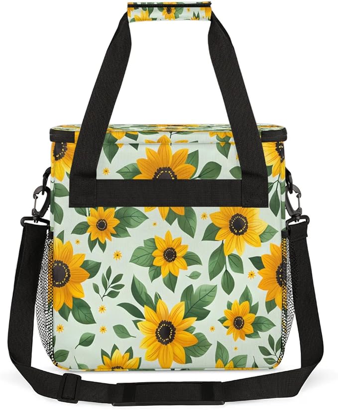 Lovely Sunflower Print Coffee Maker Carrying Bag Compatible with K-Mini or K-Mini Plus Portable Single Cup Coffee Maker Case with Pockets for K Cup Pods