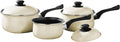 Premier Housewares Pots and Pans Sets Non Stick Set of 3 Alloy Black/Cream Cookware Everyday Use Kitchen Set Dishwasher Safe Cooking Pans with Lids