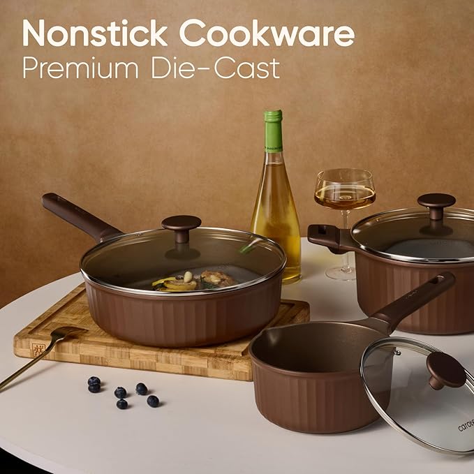 CAROTE Pots and Pans Set Non Stick Cookware Sets Nonstick 21 pcs Kitchen Pot &amp Pan Induction cookwasre Compatible with Crepe Frying Pan PFOA/PFOSFree