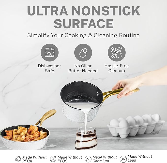 Granitestone 15 Piece Pots and Pans Set Nonstick Cookware Set Pot and Pan Set Kitchen Cookware Sets Induction Cookware Set Frying Pan Set Pot Set Induction Cookware Dishwasher Safe Cream White