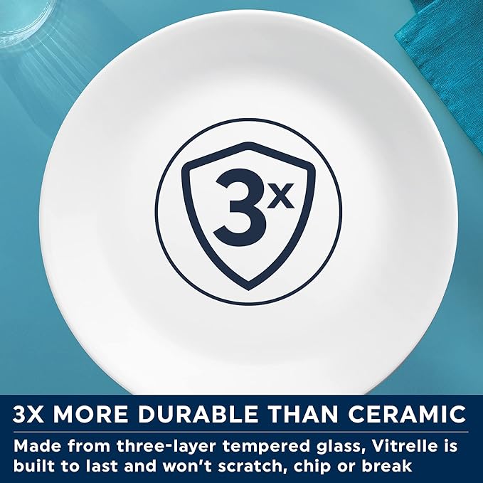 Corelle Vitrelle 4-Pieces 18-Oz Soup/Cereal Bowls Chip &amp Crack Resistant Glass Dinnerware Set Bowls Winter Frost White