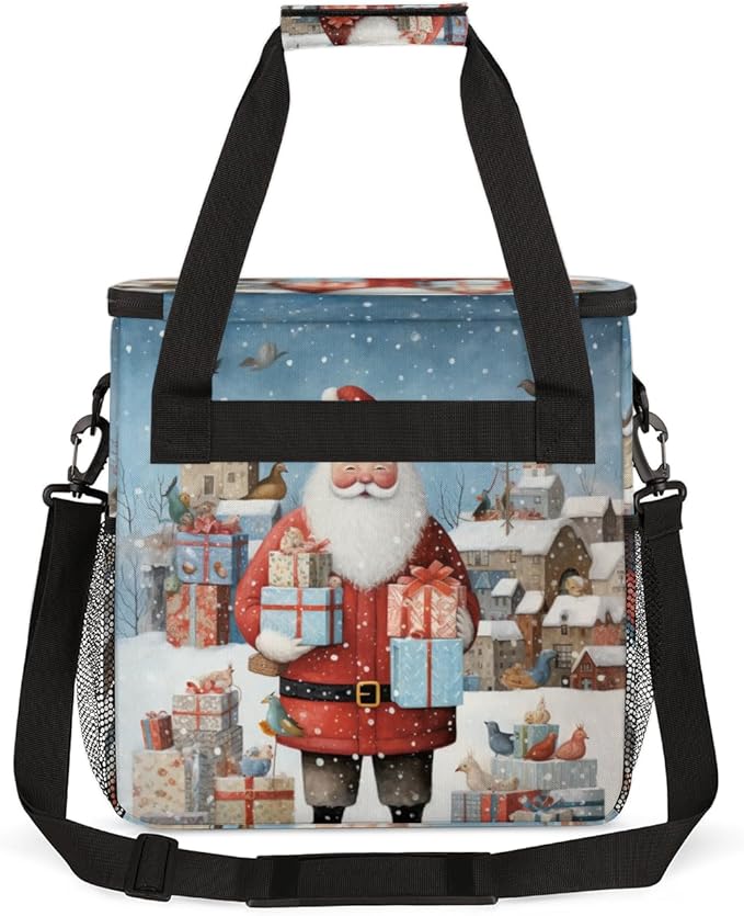 Xmas Santa Claus Coffee Maker Carrying Bag Mystical Santa Claus Travel Storage Bag Compatible with K-Mini or K-Mini Plus Single Serve Coffee Brewer Carrying Case with Pockets &amp Shoulder Strap