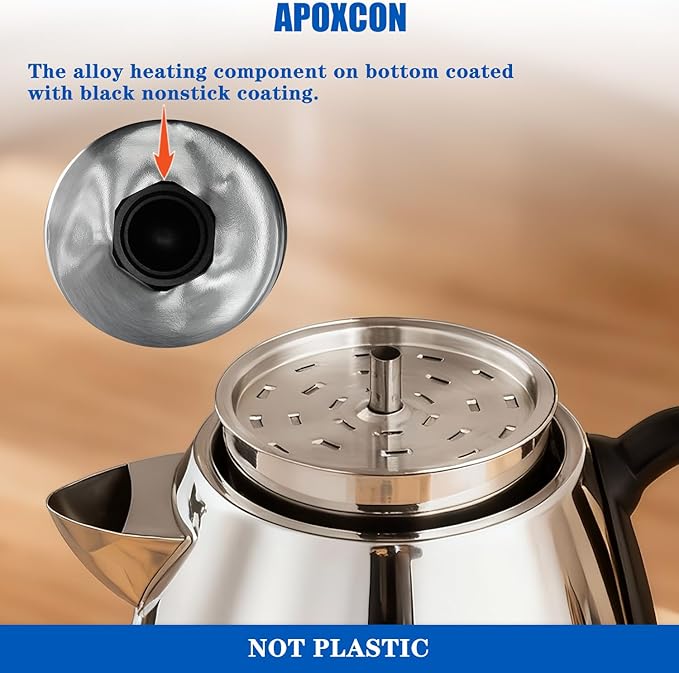 Electric Coffee Percolator Stainless Steel Coffee Maker with Clear Brew Progress Knob &amp Cleaning Brush Auto Keep Warm Cordless Serving elegant design Coffee pot with On/OFF Switch (10 Cup)