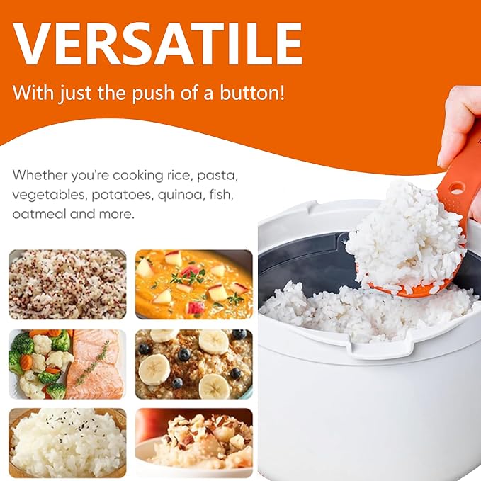 Microwave Rice Cooker Steamer Set: 2L Microwave Pasta Cooker with Rice Spoon Lid Strainer Non-stick Rice Cooker Steaming Pot for Rice Pasta Vegetables Quinoa Oatmeal Ramen (Orange 2)