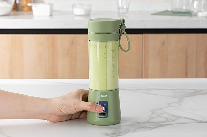 Portable Blender (Sage Green) for Shakes and Smoothies with Durable Stainless Steel Blades for Powerful Blending Performance USB Rechargeable for Office Gym Kitchen and travel