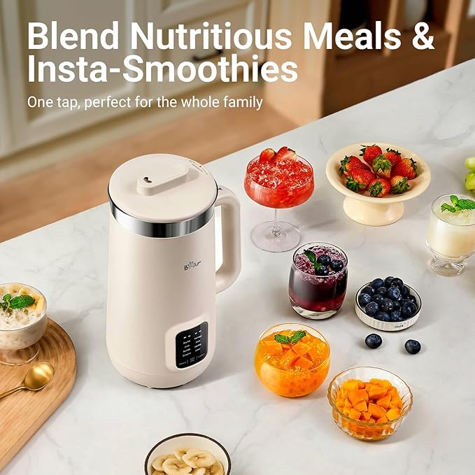 Bear 8 in 1 Nut Milk Maker Machine 40oz/1.2L Soy Milk Maker with Self Clean/12H Delay/6H Keep Warm One Touch Almond Milk Maker for Homemade Oat Soup Juice Plant Based and Non Dairy Beverages
