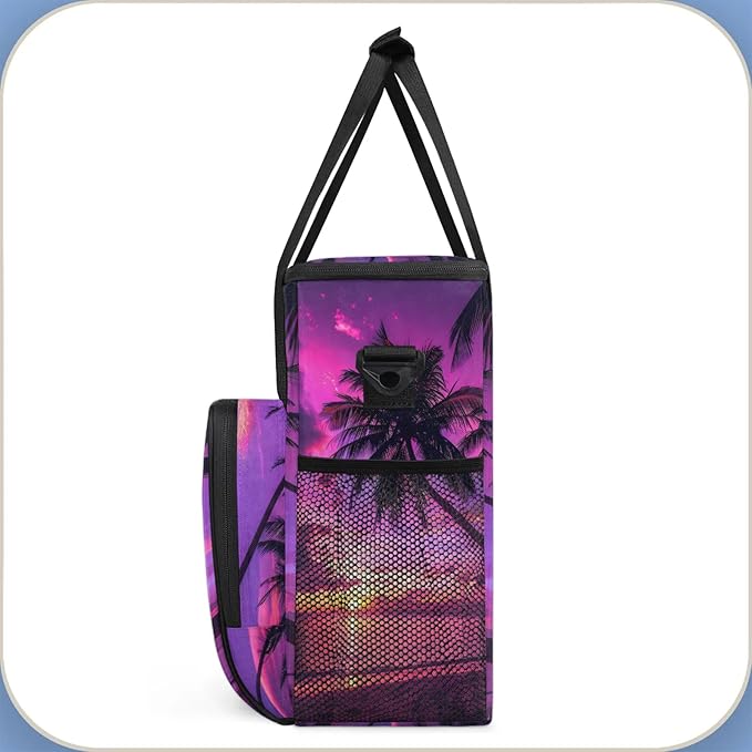 Palm Tropical Beach Tree Travel Coffee Maker Carrying Bag Large Organizer Storage Tote Bag Insulated Reusable Cooler Grocery Bags